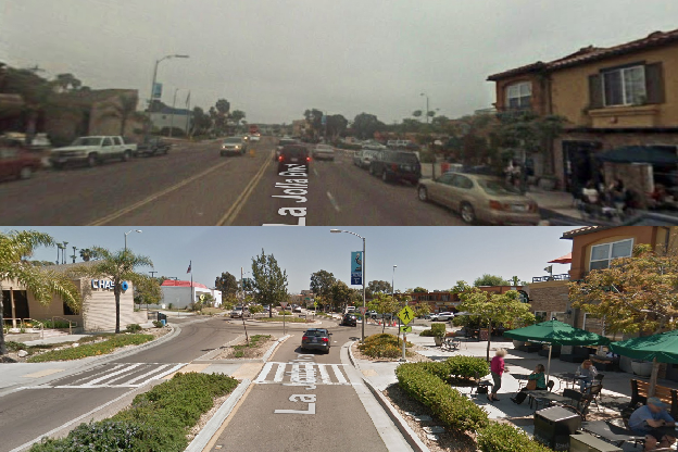 Displays the improvements to La Jolla Boulevard